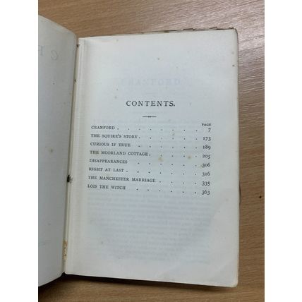 1890 MRS GASKELL "CRANFORD" FICTION ANTIQUE HARDBACK BOOK (P3)
