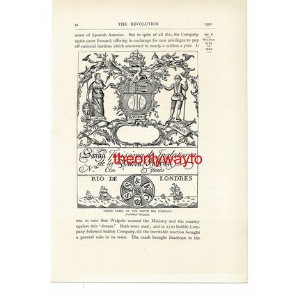 Trade Label Of The South Sea Company, Book Illustration (Print), 1903