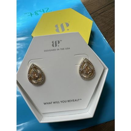 NIB Bomb Party Stud Earrings ER50325 Inner Beauty Smokey Topaz CZ Gold Plating