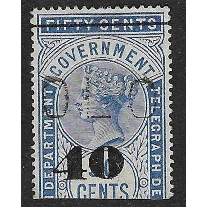 CEYLON QV SGT48 40c ON 50c BLUE TELEGRAPH STAMP Wmk Crown CA