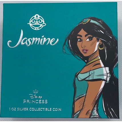 1 oz 2024 Agoro Silver Collectible Coin Jasmine Disney Princess Mintage 2000