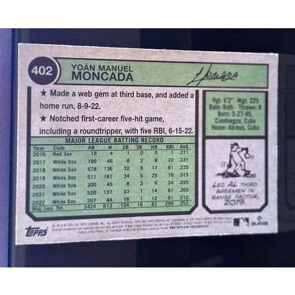 YOAN MONCADA 2023 TOPPS HERITAGE BLUE SPARKLE REFRACTOR BASEBALL CARD #402