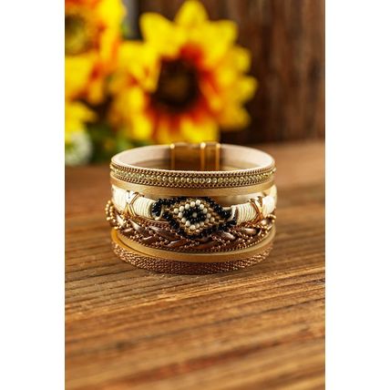 Multicolour Rhinestone Beaded Magnetic Buckle Bracelet