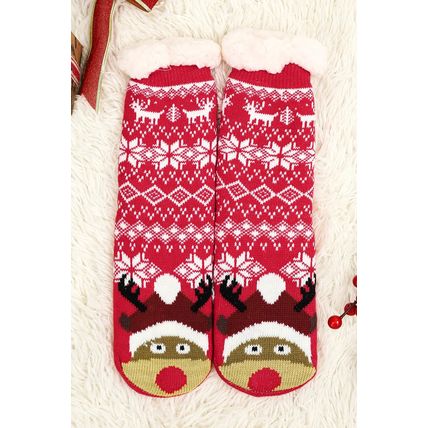 Fiery Red Christmas Flake Thermal Socks