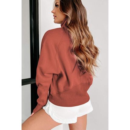 Flamingo Fleece Lined Zip Up Stand Collar Thumbhole Sleeve Sweatshirt