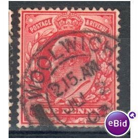 GB stamps 1902-10 KEV11 - 1d SG219 Woolwich 1