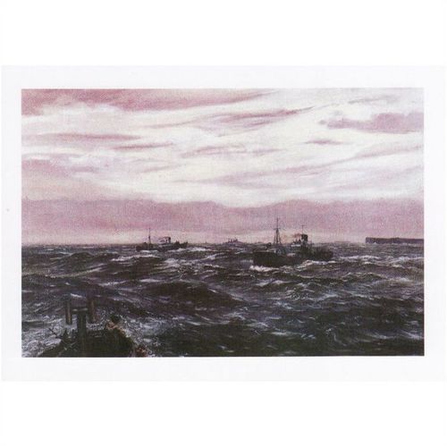 Maritime Art Postcard Armed Trawler Pentland Firth Claude Muncaster Painting WW2