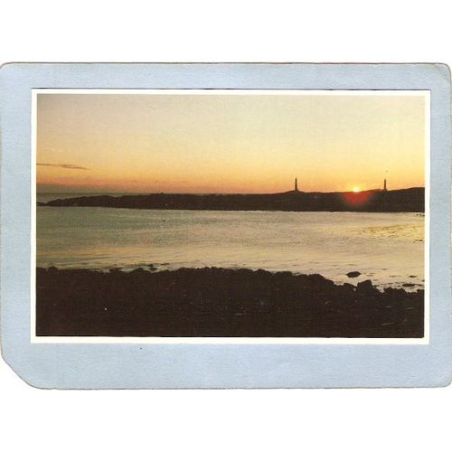 MA Thatcher's Island Lighthouse Postcard Twin Lights At Sunrise lighthouse~516
