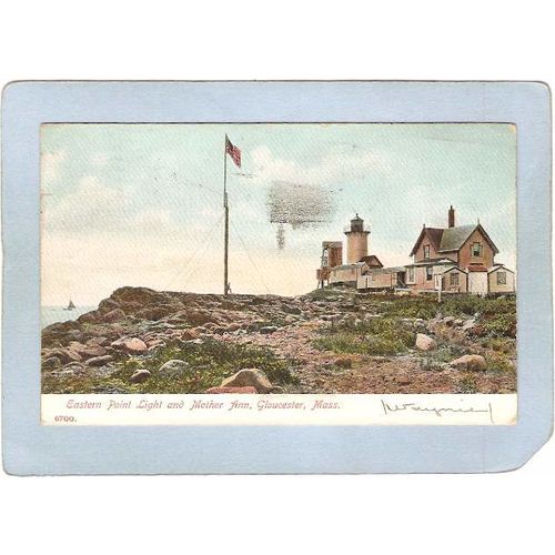 MA Gloucester Lighthouse Postcard Eastern Point Light & Mother Ann Undivid~505