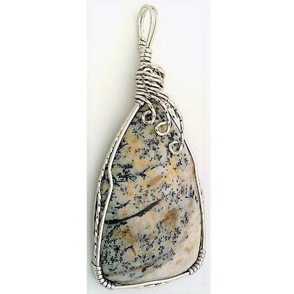 Amethyst Sage Agate Stainless Wire Wrap Gemstone Pendant 34