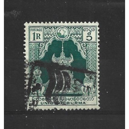 Burma.SG110 1r Lion Throne (Green).Fine Used.Jul25j