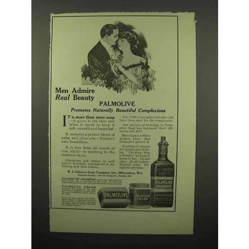 1913 Palmolive Soap, Cream, Shampoo Ad - Men Admire