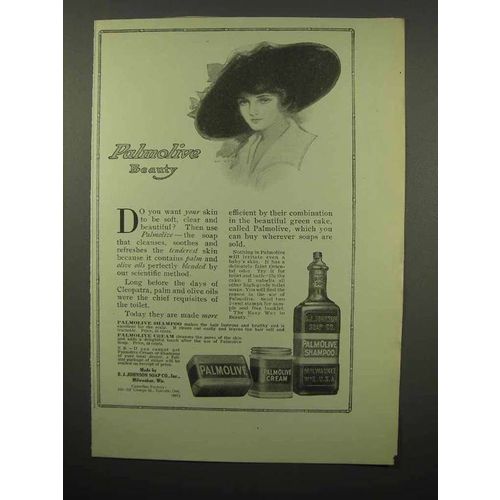 1913 Palmolive Soap, Cream, Shampoo Ad - Beauty