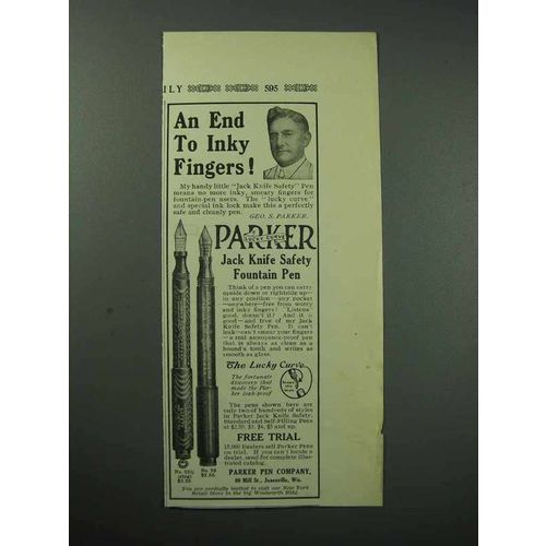 1913 Parker Jack Knife Safety Fountain Pen Ad