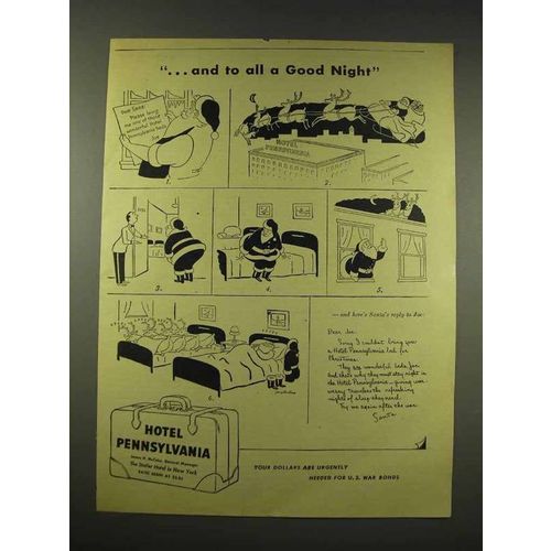 1944 Hotel Pennsylvania Ad - To All a Good Night!
