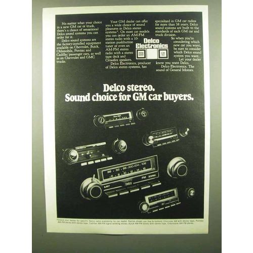 1974 GM Delco Stereo Ad - Sound Choice for Buyers