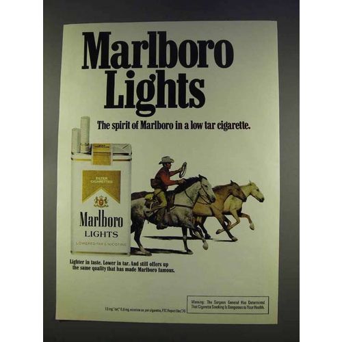 1977 Marlboro Lights Cigarettes Ad - Cowboy