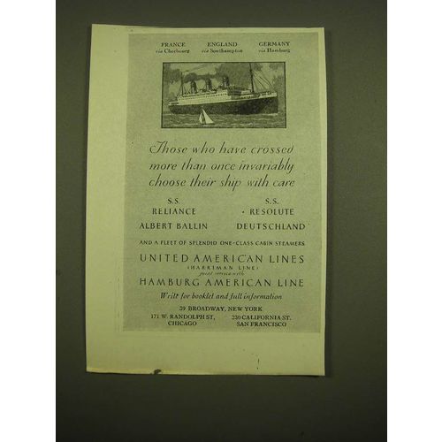 1924 United American Lines Hamburg American Line Ad - Those who have crossed