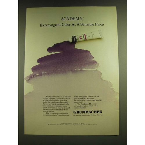 1990 Grumbacher Academy watercolor Ad - Academy extravagant color
