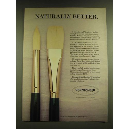 1990 Grumbacher Gainsborough brush Ad - Naturally better