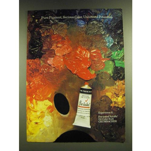 1990 Grumbacher Pre-tested Artists' Oil Color Ad - Pure Pigment, serious color