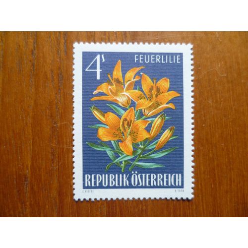 Austria 1966 Alpine Flora Orange lily mint stamp SG1475 flower