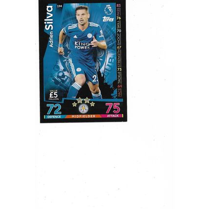 Match Attax 2018/19 194 Adrien Silva Leicester City Football Club