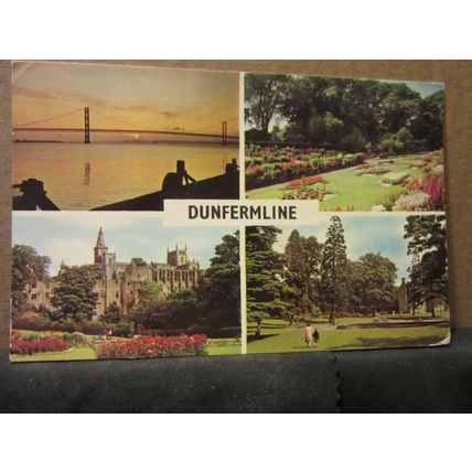 multiview, DUNFERMLINE, SCOTLAND vintage used postcard 1974 postmark