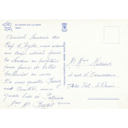 Au Bord de la Mer Multiview France Postcard used VGC