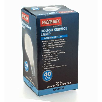 10x Eveready 40w Pearl BC Bayonet GLS Light Bulb Warm White Fully Dimmable