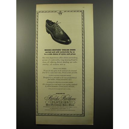 1950 Brooks Brothers Clothing Ad - English shoes carried and sold