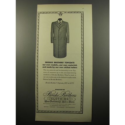 1950 Brooks Brothers Topcoats Advertisement