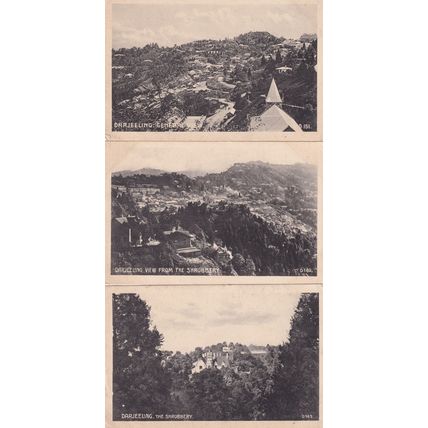 Darjeeling Shrubbery Aerial 3x Antique Indian Postcard s