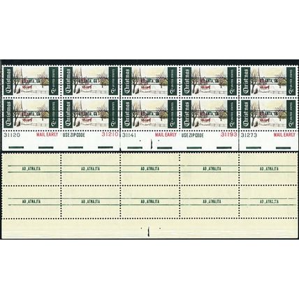 1384 Var, Atlanta, Ga Reverse Offset on Plate Block of Ten Error - Stuart Katz