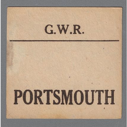 GREAT WESTERN RAILWAY LUGGAGE LABEL - PORTSMOUTH ( Caps)