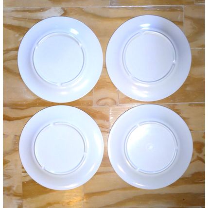 (4) Melamine au jardin Evergreen Plates - Floral/Pitcher Scene - Minimal Wear!