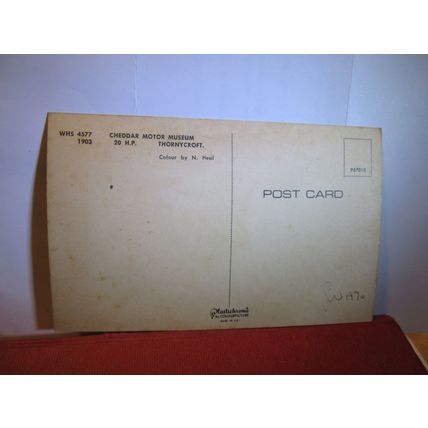 1903 THORNYCROFT car unused postcard Cheddar Motor Museumdated 1970 #