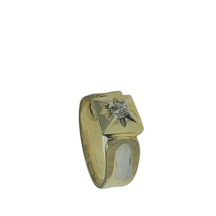 New Solid Real 14k Yellow Gold Men Ring Round CZ Stone 5.1 Grams Size 10.5