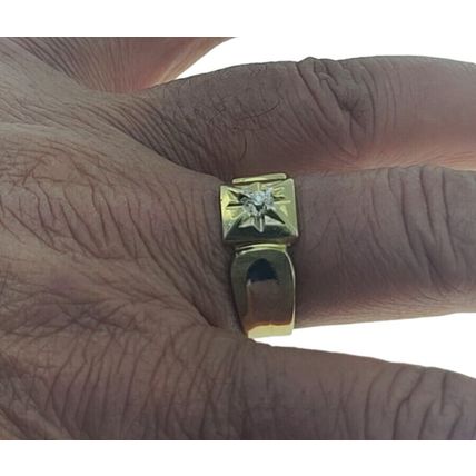 New Solid Real 14k Yellow Gold Men Ring Round CZ Stone 5.1 Grams Size 10.5
