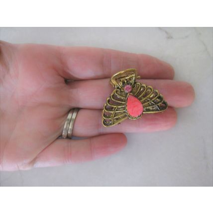 Small peacock shaped jeweled antique bronze hair claw clip
