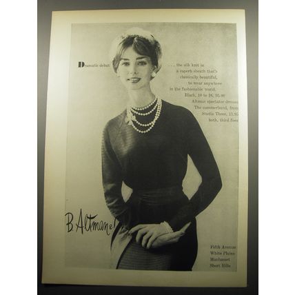 1957 B. Altman & Co. Dress Ad - Dramatic Debut