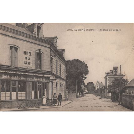 Aubigne Hotel De La Gare Avenue Antique French Postcard