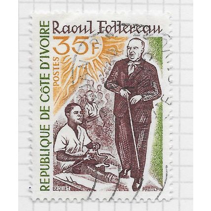 IVORY COAST 1975 RAOUL FOLLEREAU FATHER OF LEPERS 35F USED