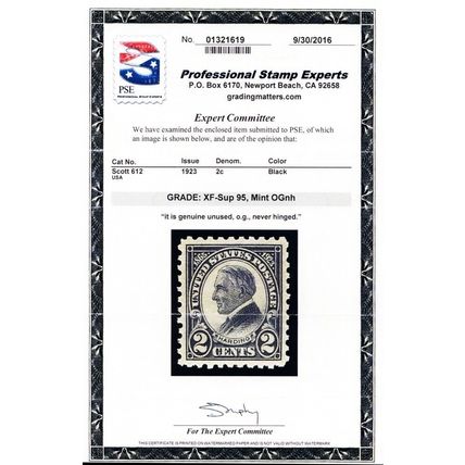 612, Mint XF/Superb NH 2¢ With Graded 95 PSE Certificate - Stuart Katz