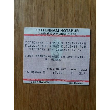1983 FA Cup 3rd Round - Programme & Ticket: Tottenham vs Southampton