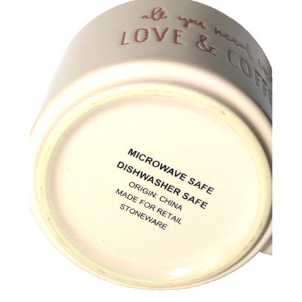 ALL YOU NEED IS LOVE & COFFEE Pink Stoneware Coffee Mug Red Letters