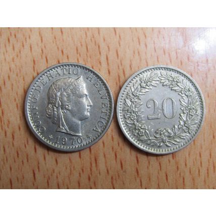 Switzerland 1970 20 Rappen Coin