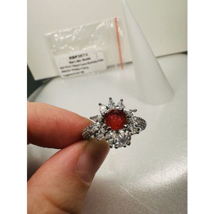 Bomb Party Ring Sz7 RBP3674 She Got Drama Natural Fusion Burmese Ruby Rhodium Pl