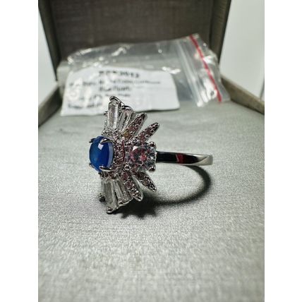 Sz7 Ring RBP3012 Nat Fusion Cornflower Blue Quartz Rhodium P Band SR$74