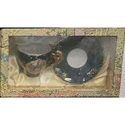 My Treasure Collectible Genuine Porcelain Miniature Demitasse Teacup and Saucer